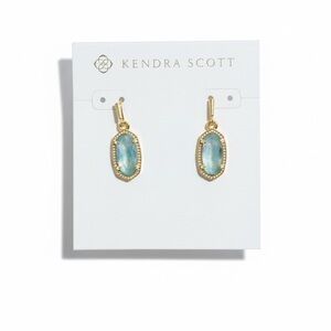NWT Kendra Scott Lee Gold Drop Earrings in Dichroic Glass